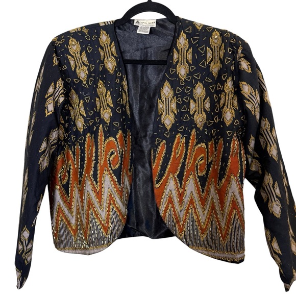 Ana Mori Jackets & Blazers - Vintage Ana Mori Beaded Batik Crop Jacket/Bolero Sz M